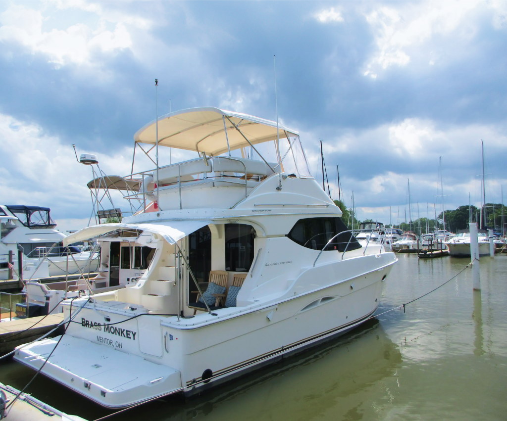 Boat at marina — Trident Marine Co.